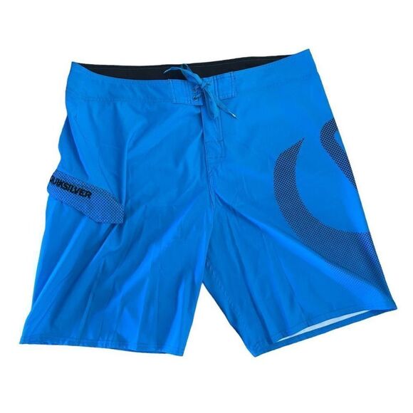 Quiksilver Mens Boardshorts Tie String Waist Blue Black Size 40 - Picture 1 of 7